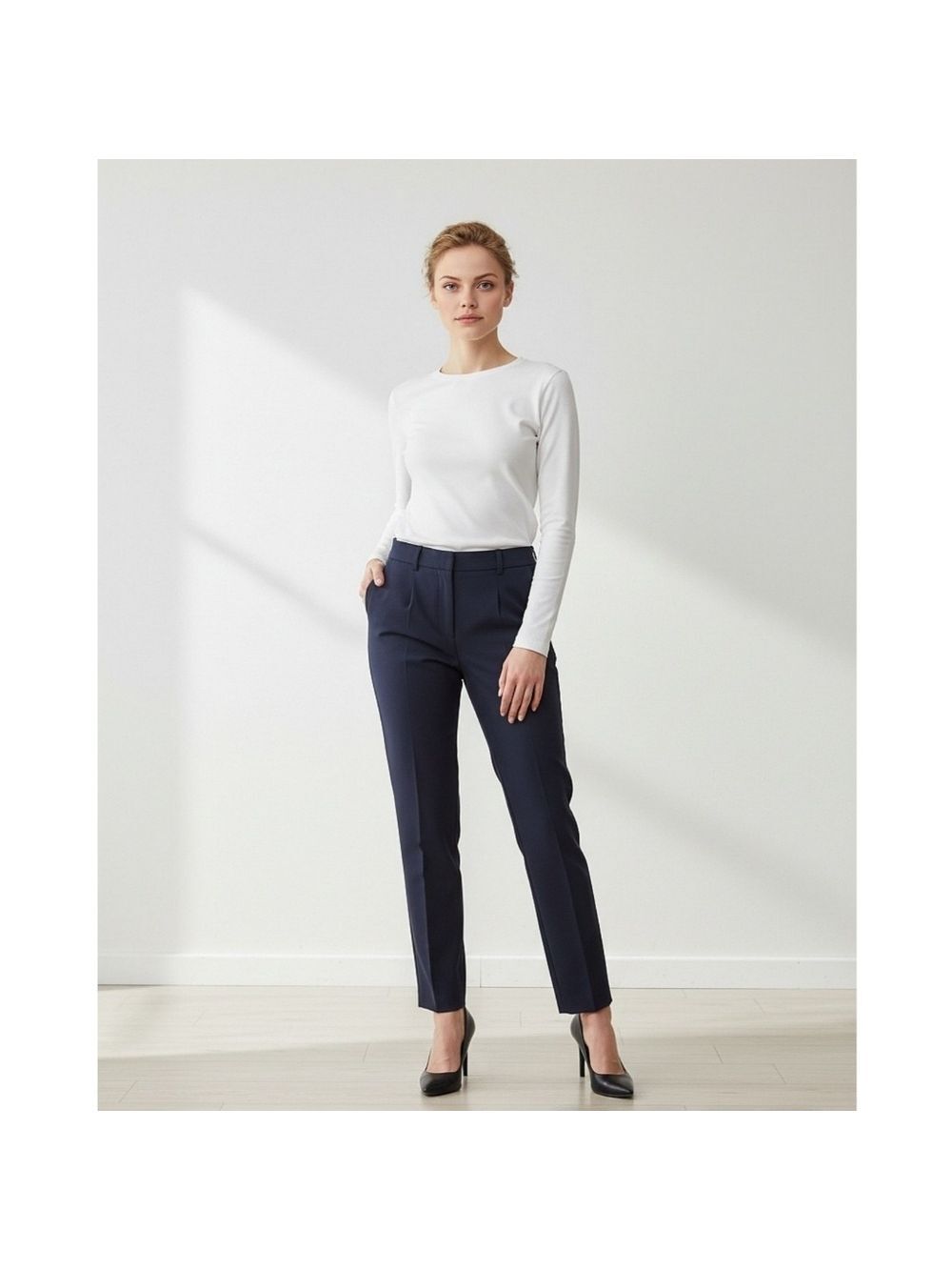 Vintage 90s High Waisted Wool Stretch Pants Blue